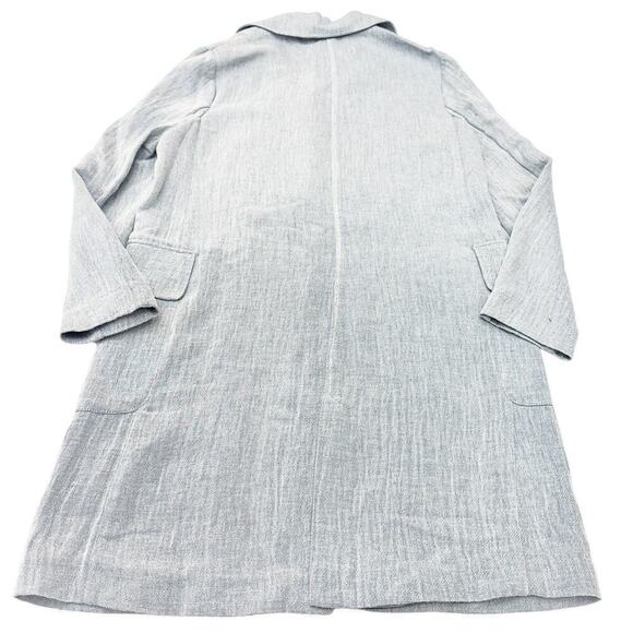 Zara Light Wash Button Down Linen-Cotton Blend Long Sleeve Dress Size Small - Picture 4 of 5